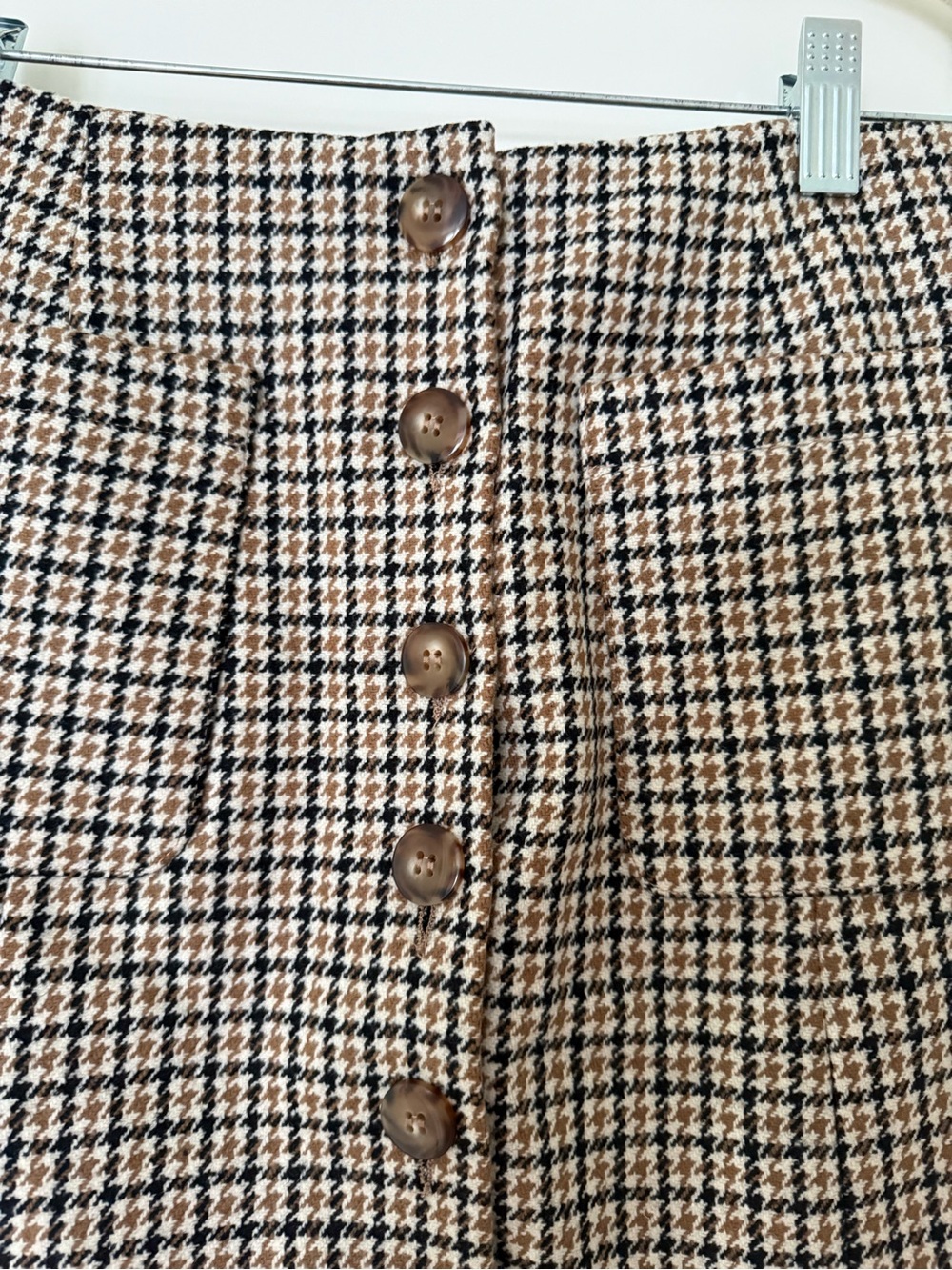 Sezane Nehir Mini Skirt in Navy Ochre Houndstooth - Picture 7 of 12